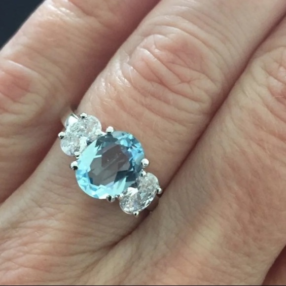 Jewelry - 18KGF Genuine Blue Topaz Engagement Ring Size 7